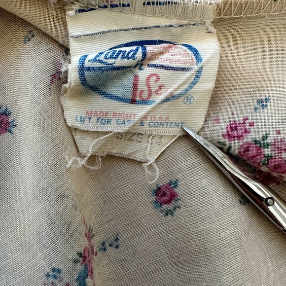 Vintage 70s Land n Sea Prairie Cottage Western Floral lace cream blouse Small 34 - Picture 10 of 12